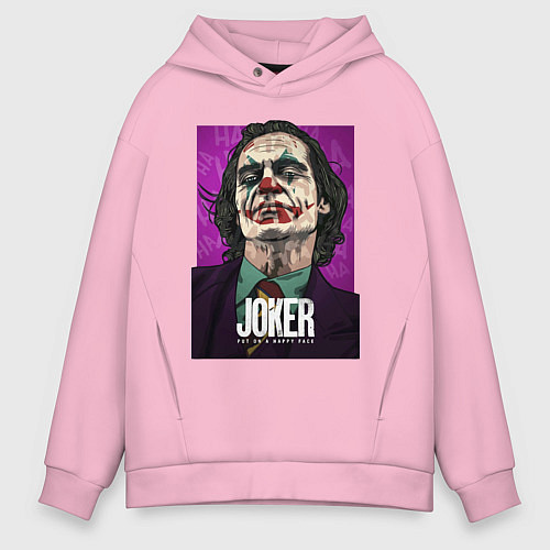 Мужское худи оверсайз Хоакин феникс - джокер / Светло-розовый – фото 1