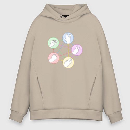 Мужское худи оверсайз Ящерица спок / Миндальный – фото 1