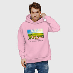 Толстовка оверсайз мужская Жизнь прожить - не поле, цвет: светло-розовый — фото 2
