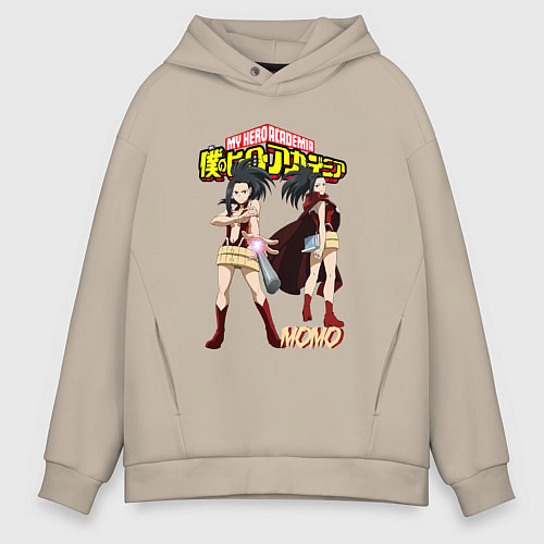 Мужское худи оверсайз Моя геройская академия Момо / Миндальный – фото 1