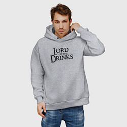 Толстовка оверсайз мужская Lord of the drinks logo, цвет: меланж — фото 2