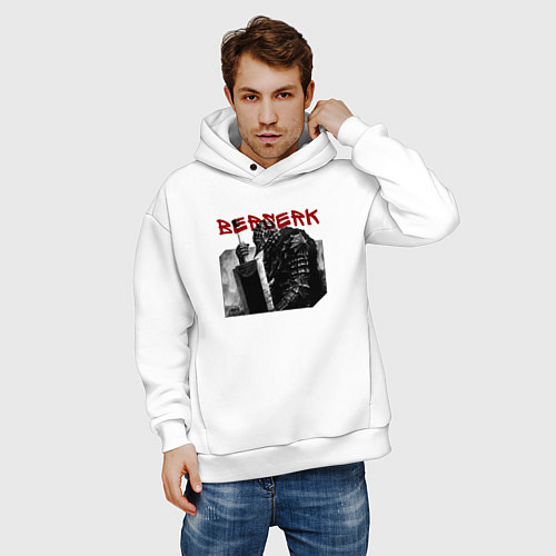 Мужское худи оверсайз Берсерк Гатс с мечом / Белый – фото 3