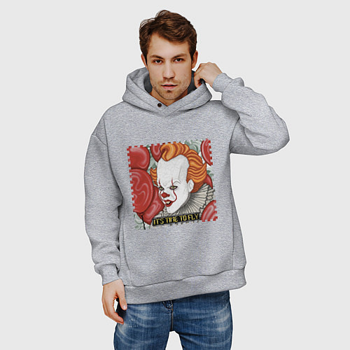 Мужское худи оверсайз Пиксельный Пеннивайз / Меланж – фото 3