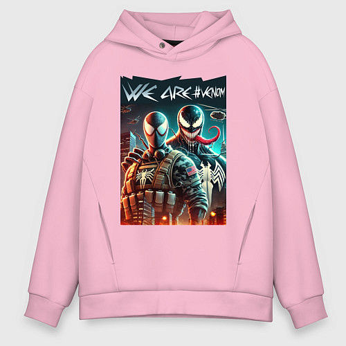 Мужское худи оверсайз We are Venom - meme / Светло-розовый – фото 1