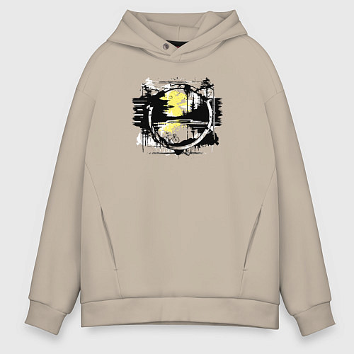 Мужское худи оверсайз Грязь и скорость / Миндальный – фото 1