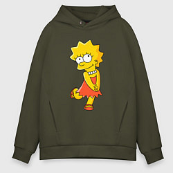 Толстовка оверсайз мужская Lisa Simpson, цвет: хаки
