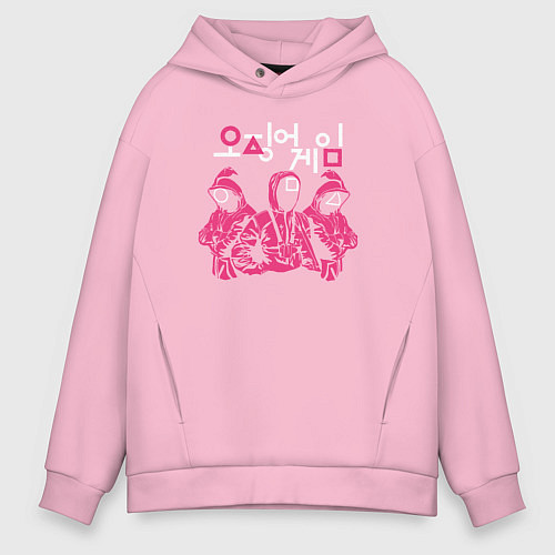 Мужское худи оверсайз Солдаты игры / Светло-розовый – фото 1