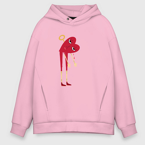 Мужское худи оверсайз Сердечко-мальчик / Светло-розовый – фото 1