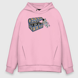 Толстовка оверсайз мужская Космический сундук, цвет: светло-розовый