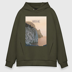 Толстовка оверсайз мужская Горная душа, цвет: хаки