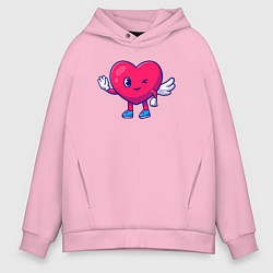 Толстовка оверсайз мужская Сердечный приветик, цвет: светло-розовый