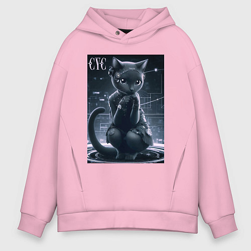 Мужское худи оверсайз Кибер кисуля / Светло-розовый – фото 1
