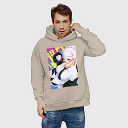 Толстовка оверсайз мужская Дандадан: Бабка Момо, цвет: миндальный — фото 2