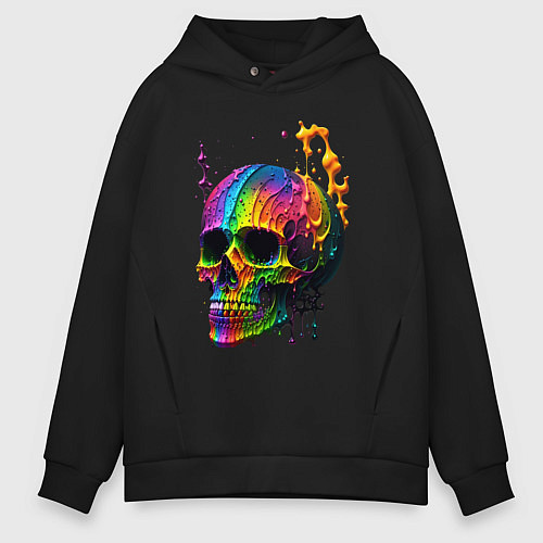 Мужское худи оверсайз Череп в краске / Черный – фото 1