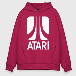 Толстовка оверсайз мужская Atari logo white, цвет: маджента