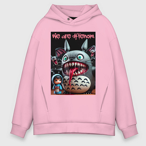 Мужское худи оверсайз Totoro-Venom - ai art fantasy / Светло-розовый – фото 1