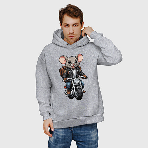 Мужское худи оверсайз Biker mice / Меланж – фото 3
