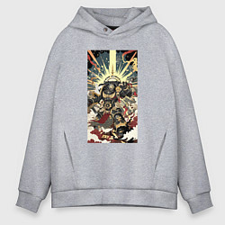 Толстовка оверсайз мужская Иллюстрация космодесантника, цвет: меланж