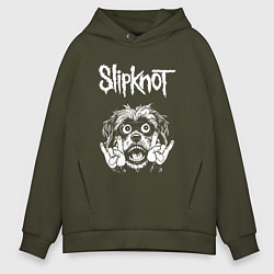 Толстовка оверсайз мужская Slipknot rock dog, цвет: хаки