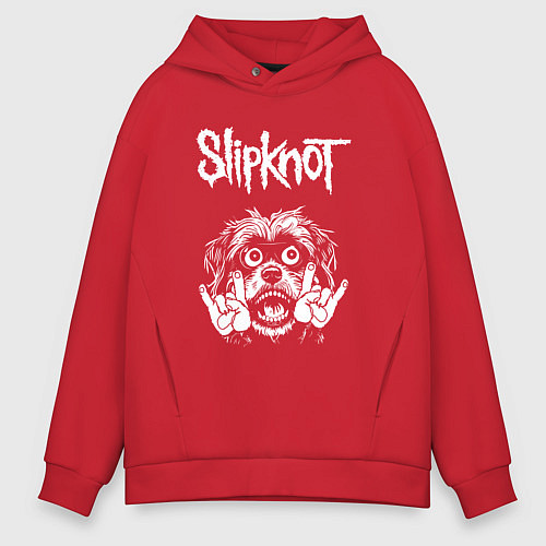 Мужское худи оверсайз Slipknot rock dog / Красный – фото 1