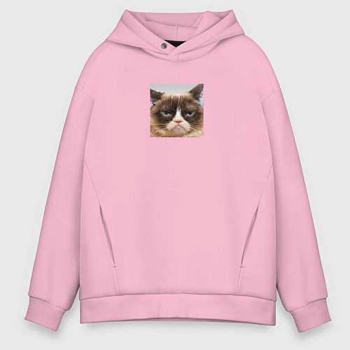 Мужское худи оверсайз Сердитая Кошка для пары / Светло-розовый – фото 1