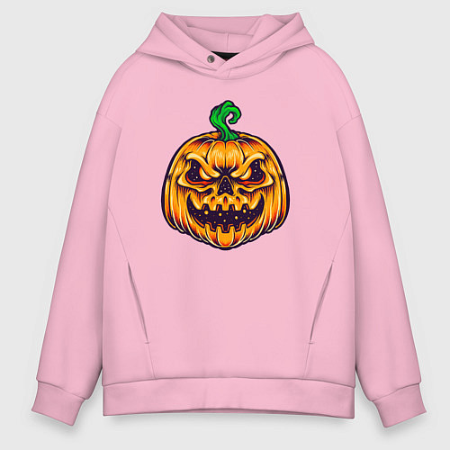 Мужское худи оверсайз Halloween pumpkin / Светло-розовый – фото 1