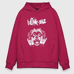 Толстовка оверсайз мужская Blink 182 rock dog, цвет: маджента