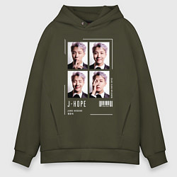 Толстовка оверсайз мужская Hoseok bts 4cut, цвет: хаки