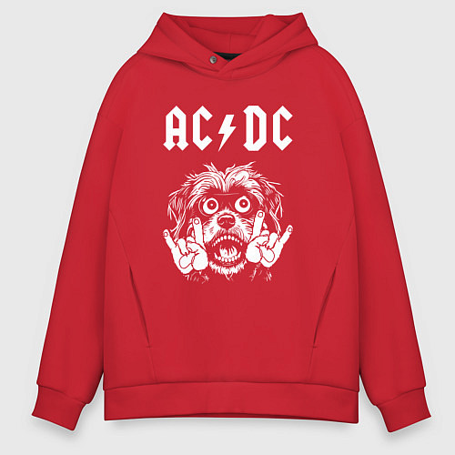 Мужское худи оверсайз AC DC rock dog / Красный – фото 1