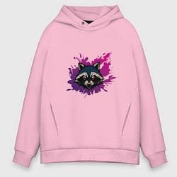 Толстовка оверсайз мужская Крутой енотик, цвет: светло-розовый