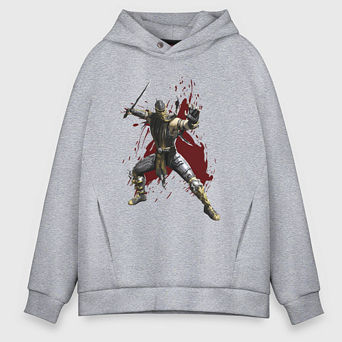 Мужское худи оверсайз Scorpion Mortal Kombat / Меланж – фото 1