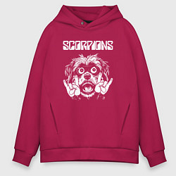 Толстовка оверсайз мужская Scorpions rock dog, цвет: маджента