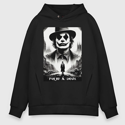 Мужское худи оверсайз Movie Joker - folie a deux meme / Черный – фото 1