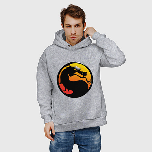Мужское худи оверсайз Mortal kombat logo / Меланж – фото 3