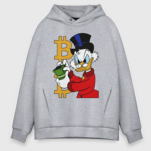 Мужское худи оверсайз Duck tales - Scrooge bitcoin / Меланж – фото 1