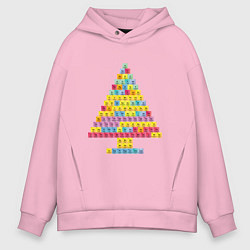 Толстовка оверсайз мужская Таблица Менделеева ёлка, цвет: светло-розовый
