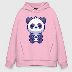 Толстовка оверсайз мужская Геймер панда, цвет: светло-розовый