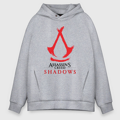 Мужское худи оверсайз Assassins Creed Shadows - badge / Меланж – фото 1