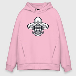 Толстовка оверсайз мужская Усатый мексиканец, цвет: светло-розовый