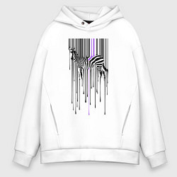 Толстовка оверсайз мужская Штрихкод зебра, цвет: белый