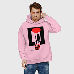 Толстовка оверсайз мужская Девушка в красной шляпе, цвет: светло-розовый — фото 2