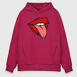 Толстовка оверсайз мужская Girl lips, цвет: маджента