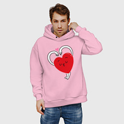 Толстовка оверсайз мужская Love hands, цвет: светло-розовый — фото 2