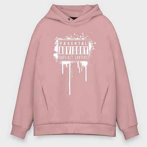 Мужское худи оверсайз Ненормативная лексика - откровенный контент / Пыльно-розовый – фото 1
