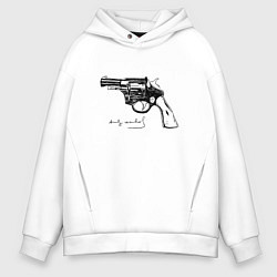 Толстовка оверсайз мужская Andy Warhol revolver sketch, цвет: белый