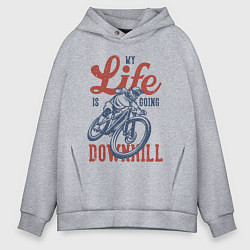 Толстовка оверсайз мужская My life is going downhill, цвет: меланж