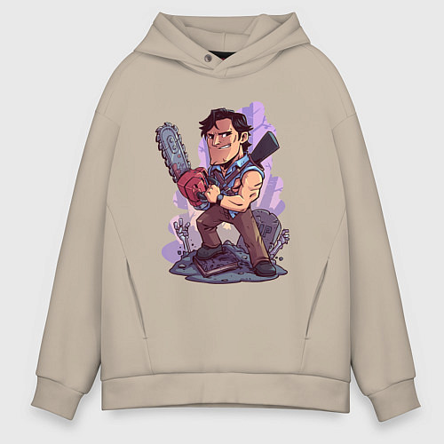 Мужское худи оверсайз Зловещие мертвецы - Эш / Миндальный – фото 1