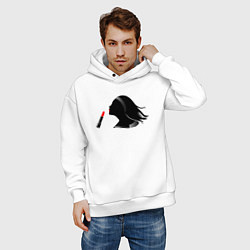 Толстовка оверсайз мужская Девушка и помада, цвет: белый — фото 2