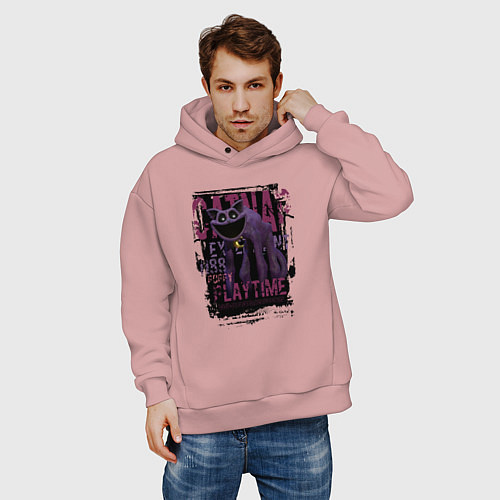 Мужское худи оверсайз Кот дремот Catnap / Пыльно-розовый – фото 3