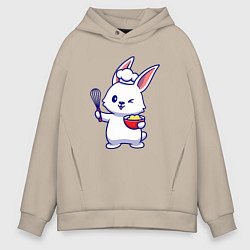 Толстовка оверсайз мужская Зайка поварёнок, цвет: миндальный